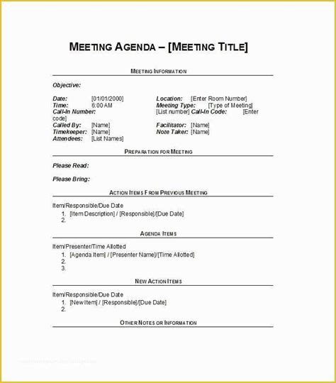 Free Printable Meeting Minutes Template Of 11 Blank Meeting Agenda