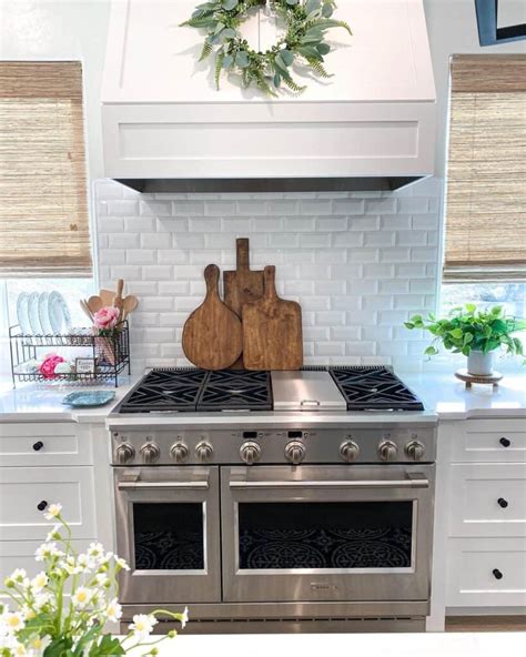 White Subway Tile Backsplash Behind Stove Soul Lane