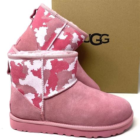 Ugg Shoes Ugg Classic Mini Jagged Camo Pink Boots Winter Suede