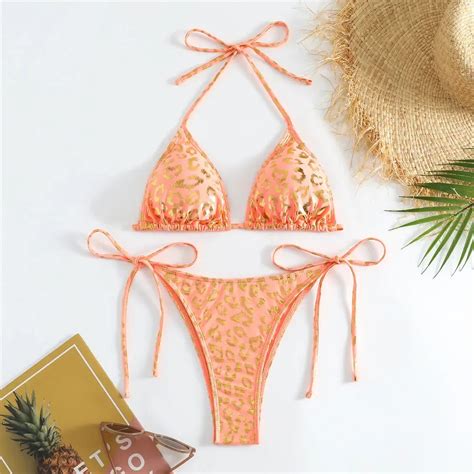 Womens Tropical Print Tie Up Bikini Swimwear Set On Luulla