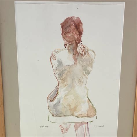 Bob Markell Signed Watercolor Nude Portrait Painting