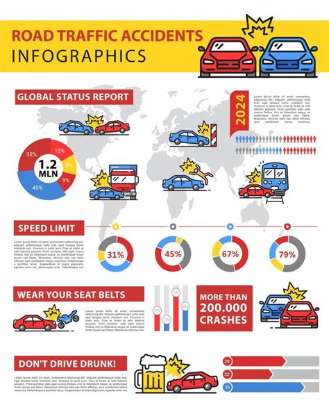 Road Traffic Accident Infographics Car Crash Info 11762576 Vector Art