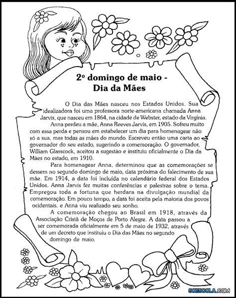 Texto sobre a origem do Dia das Mães para imprimir SÓ ESCOLA