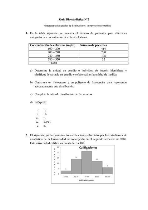 Guia 2 bioestadistica Ejercicios para mejor explicacion Guía