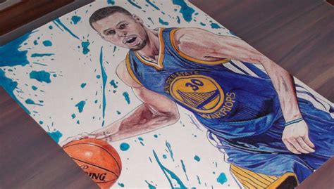 Stephen Curry Ballpoint Pen Drawing Warriors Freehand Art Sport