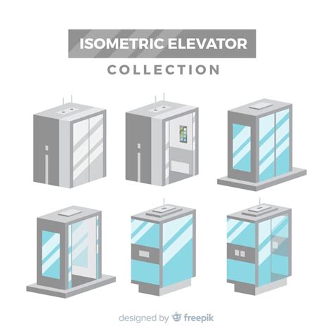 Isometric View Of Modern Elevator Collection Free Vector