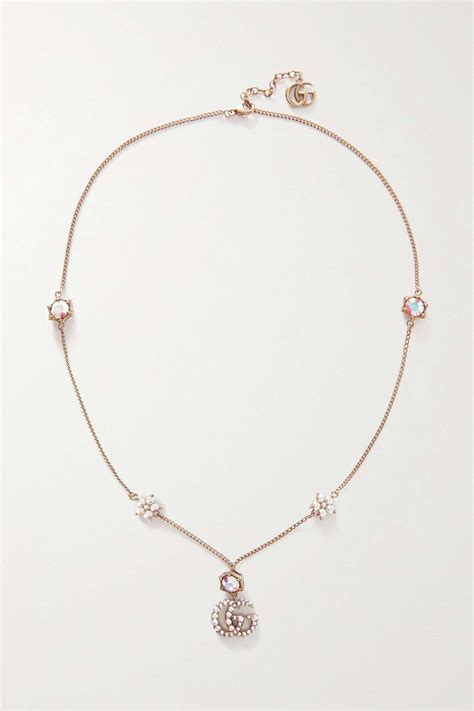 Gucci Gold-tone Crystal Necklace - Silver | Editorialist