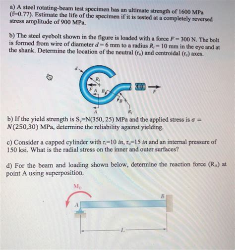 Solved A A Steel Rotating Beam Test Specimen Has An Chegg