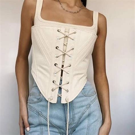 Dion Lee Laced Utility Corset Top Unbleached Depop