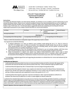 Fillable Online Maricopa Unusual Enrollment History Form Appeal