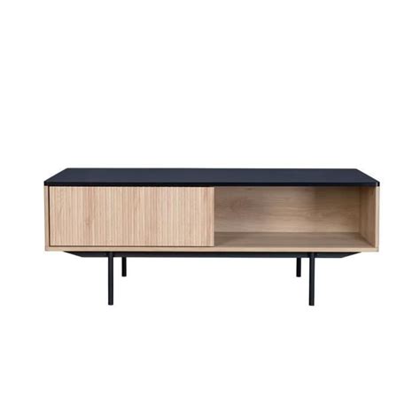 Memphis Table Basse Tiroir D Coir Bois Et Noir Prix Carrefour