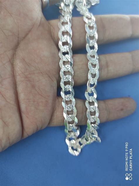 Cadena Cubana De Plata 925 Diamantada Envío Gratis