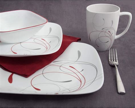 Corelle Juego De Vajilla Cuadradaredonda De 16 Piezas Splendor