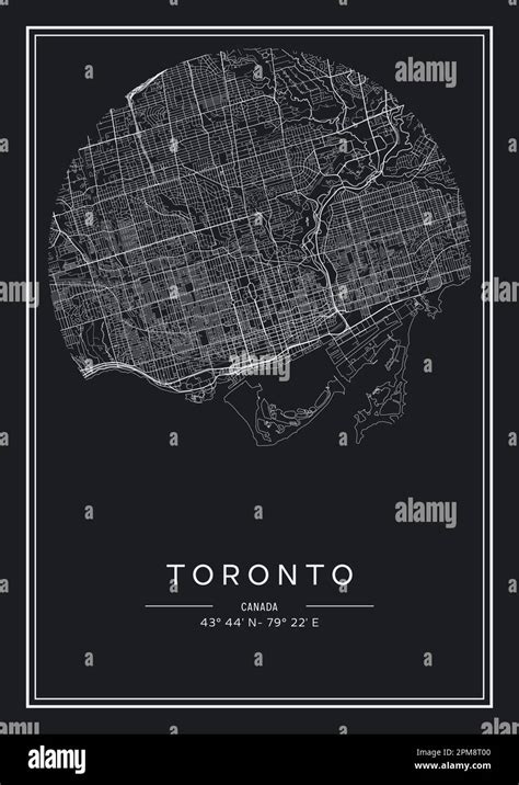 Black And White Printable Toronto City Map Poster Design Vector