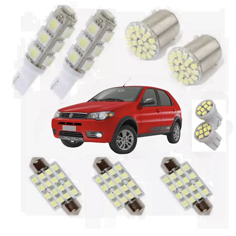 Kit Lampadas Led Para Palio Pingo Teto Placa Meia Luz Ré Danlif Imports