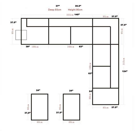 10 Best Collection of Measurements Sectional Sofas