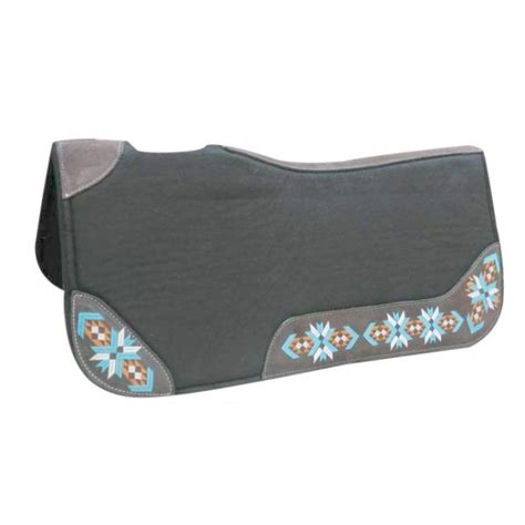 Showman Contoured Saddle Pad Black Felt Navajo Embroidered Design