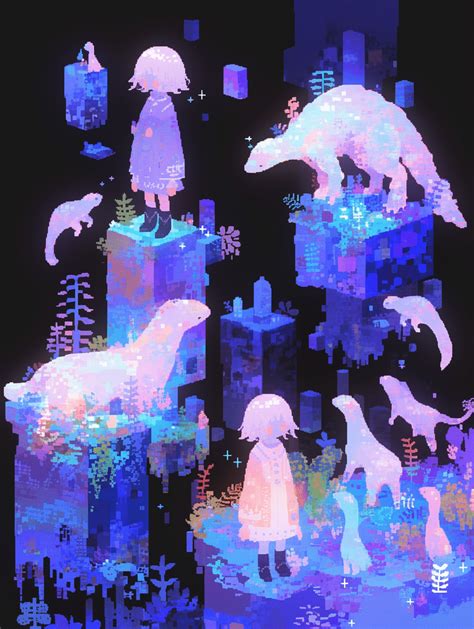 幻想的な世界観を描くピクセルアート作例集（プロンプトあり）｜糸巻れんaiクリエイター