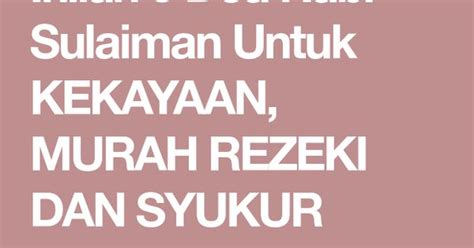 Doa Nabi Sulaiman Untuk Kekayaan Melimpah Ruah Jason Abraham