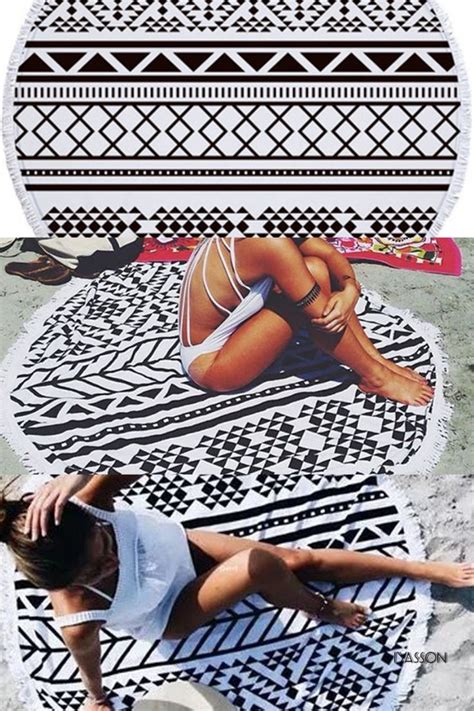 Geometry Tassel Giant Beach Towel Picnic Camping Mat | Beach, Camping ...