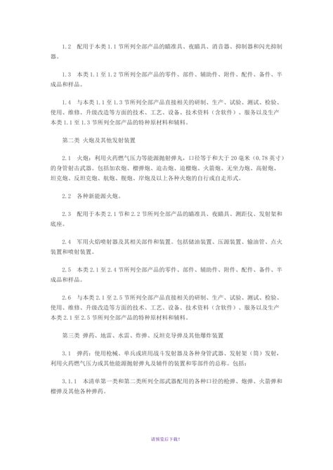 中华人民共和国军品出口管理清单