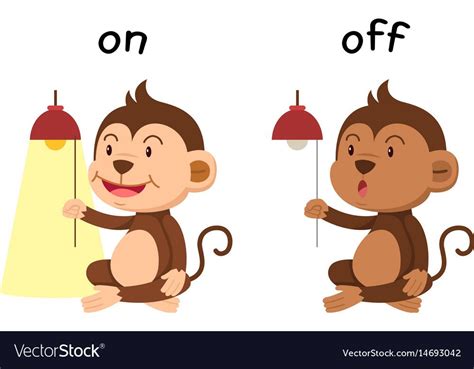 Opposite Words On And Off Vector Illustration Download A Free Preview