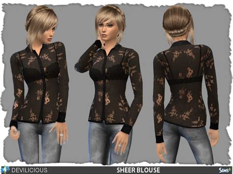 The Sims Resource Black Sheer Blouse By Devilicious • Sims 4 Downloads Black Sheer Blouse