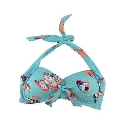 Sunseeker Womens Blue Bathing Suit Top Tie Front Halter Bikini Top CanadaWide Liquidations