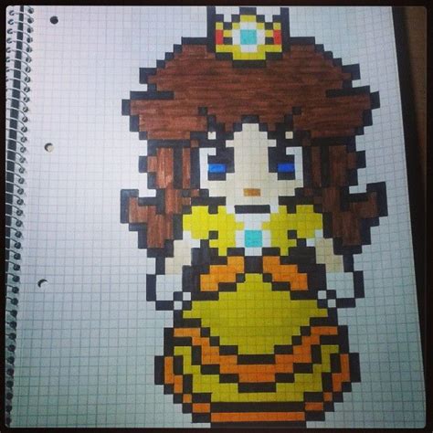 Princess Daisy Perler Bead Pattern By Pixelart Dessin Pixel Pixel