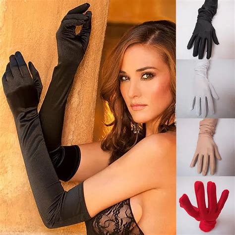 Women Fashion Long Satin Finger Gloves Sun Proof Opera Dancing Dance Gloves Party Elastic