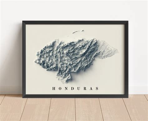 Honduras Map, Honduras Relief Map, Honduras Wall Decor, Honduras ...