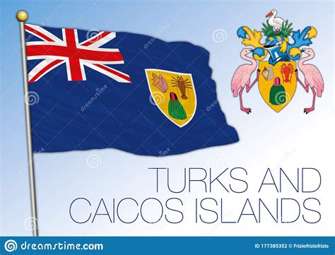 Turcos E Caicos Bandeira E Casaco Oficiais Nacionais E Escudo De Armas