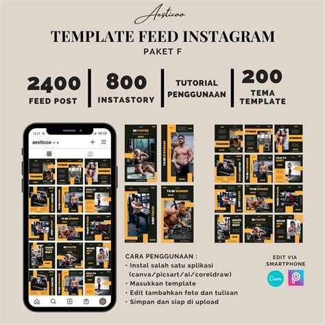 Jual Desain Template Feed Instagram Dan Instastory Paket F Shopee