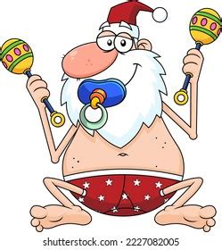 Drunk Naked Santa Claus Cartoon Character Stock Vector Royalty Free