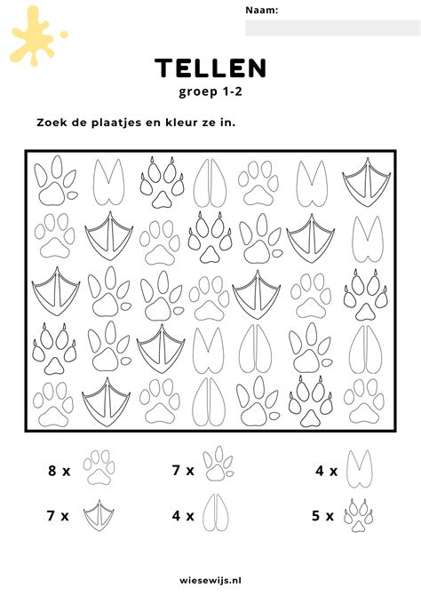 Werkblad Tellen Groep 1 2 Zoekplaat Thema Spoorzoeken Wiesewijs