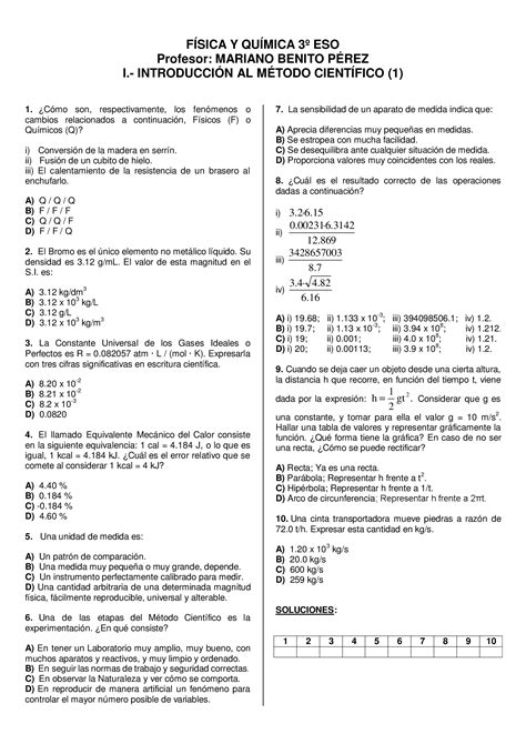 Pdf F Y Q 3º Eso 1 Test Introducción Al Método Científico