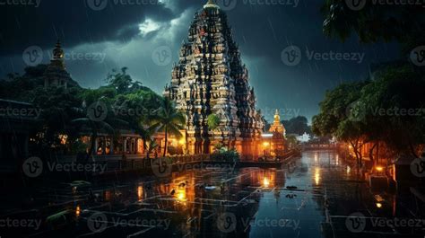 Night view of The Meenakshi Temple. Generative AI 32977185 Stock Photo ...