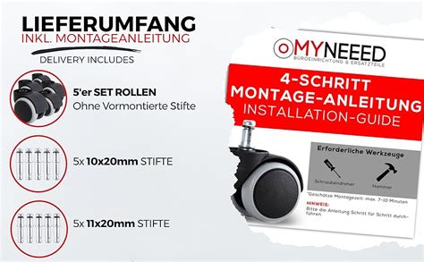 Myneeed Universal B Rostuhl Rollen Ohne Stifte Mit Mm Mm Stifte