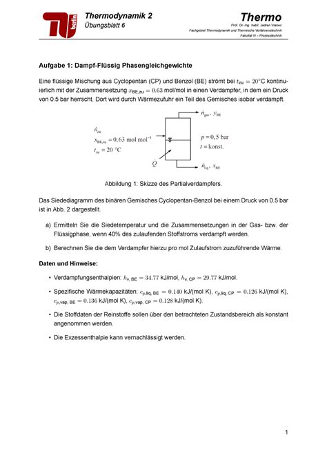 Td Bung Vorbereitung Thermodynamik Bungsblatt Thermo Prof