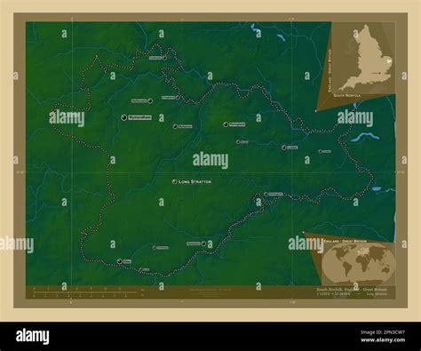 South Norfolk Non Metropolitan District Of England Great Britain Colored Elevation Map With