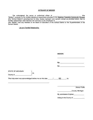 Fillable Online Affidavit Of Bidder Michigandoc Fax Email Print