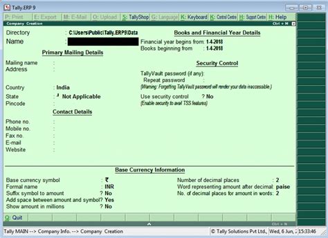 How To Create Company In Tally Setting Up Of Company In Tally Erp