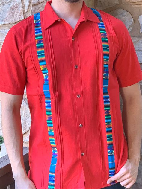 Mexican Shirt Men Size Medium Large And Xl Mexican Button Down Etsy