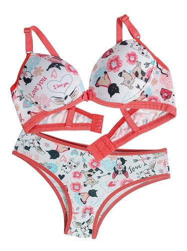 Kit 10 Conjuntos Lingerie Calcinha E Sutiã Infanto Juvenil R 132 47