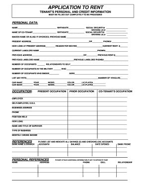 Fillable Online Tenant S Personal And Credit Information Fax Email