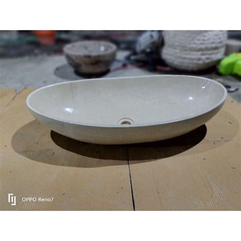 Jual Wastafel Batu Alam Marmer Model Oval Cream Shopee Indonesia