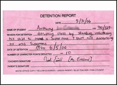 Detention Slip Printable