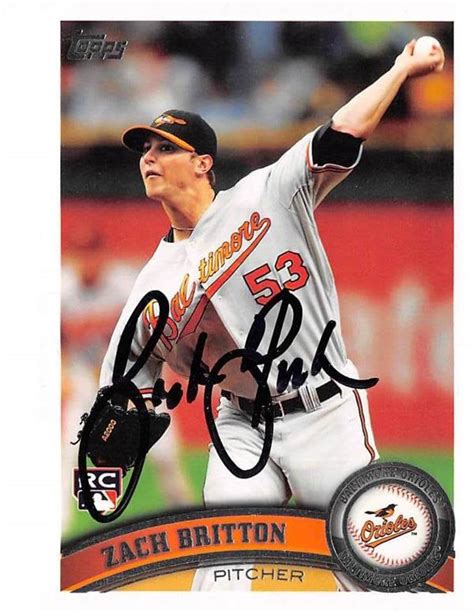 Zach Britton Autographed Baseball Card Baltimore Orioles Topps