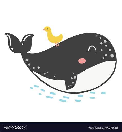 Cute Doodle Whale Royalty Free Vector Image VectorStock