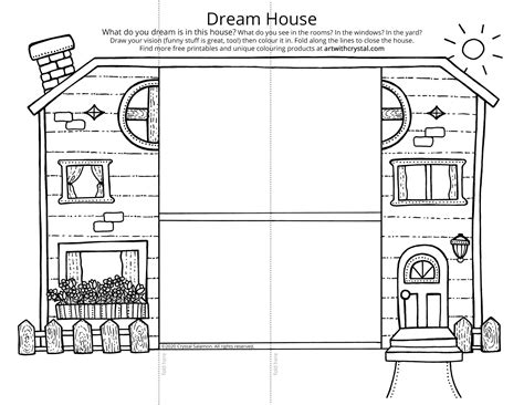 Dream House Free Colouring Page Craft | Art With Crystal